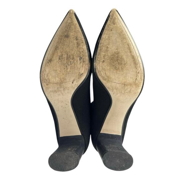 Zara Women's Black Stretch-Knit Pointed Toe Slip-On Heeled Sock Ankle Boot Sz 9 - Picture 4 of 7